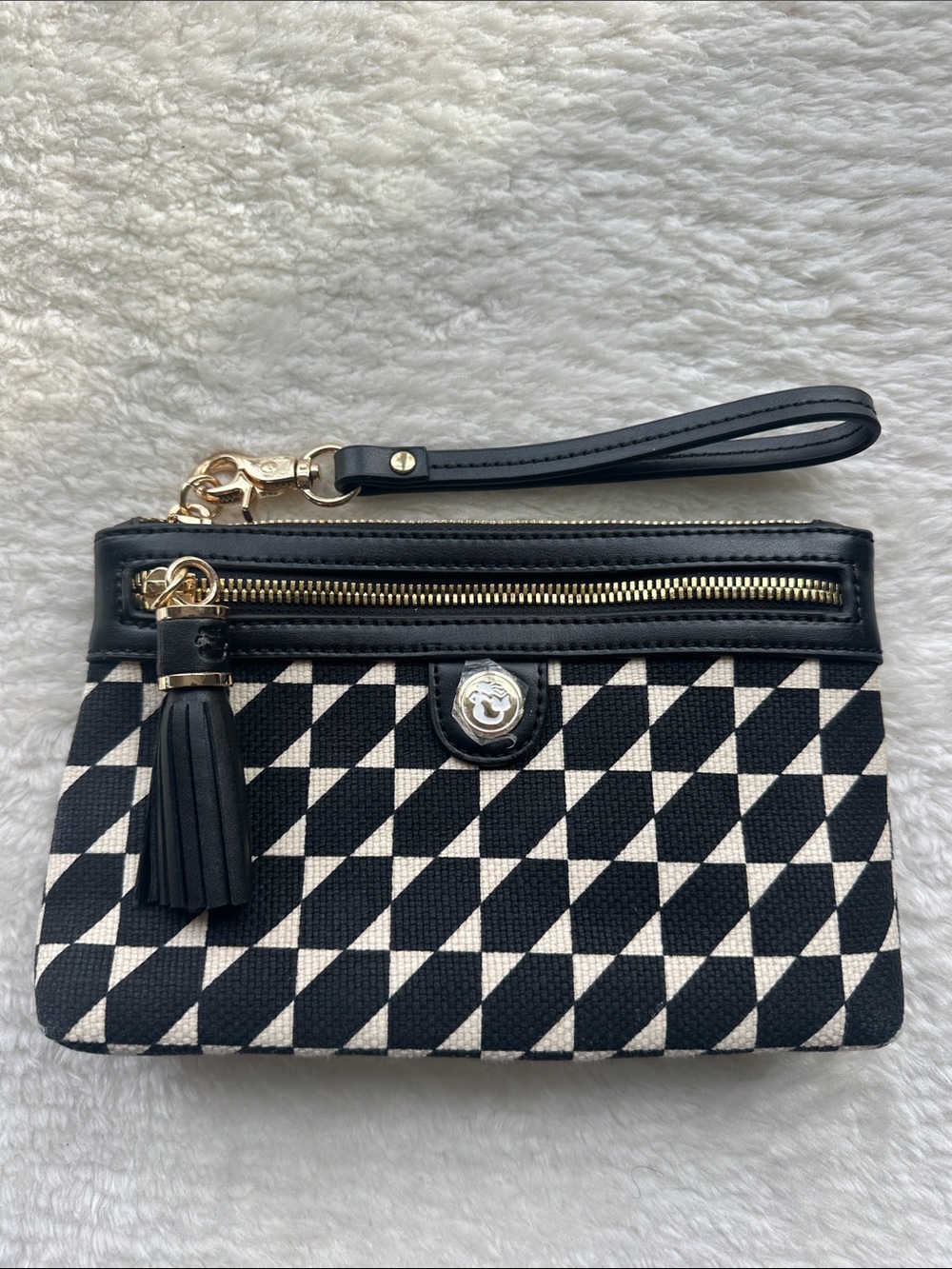 Spartina 449 Daufuskie Island wristlet Black‎ and White Geometric Pattern